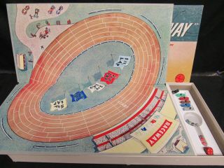Vintage 1961 Straightaway Racing Board Game Complete Selchow & Righter Y031 2