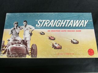 Vintage 1961 Straightaway Racing Board Game Complete Selchow & Righter Y031 3