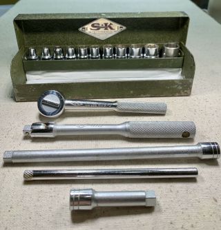 Vintage S - K Tools 1/4 " Drive 16 Pc.  Socket Set Diamond Logo