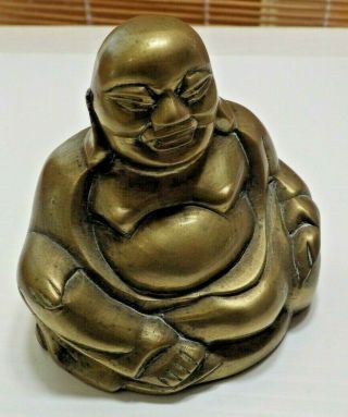 Vintage Brass Buddha Statue - Small Fat Sitting Version