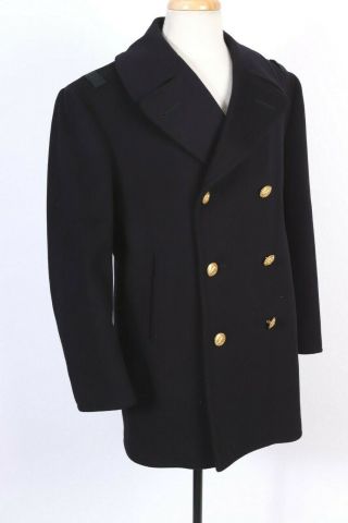 Vintage 70s Vietnam Era Usn Us Navy Wool Pea Coat Usa Mens Size 40