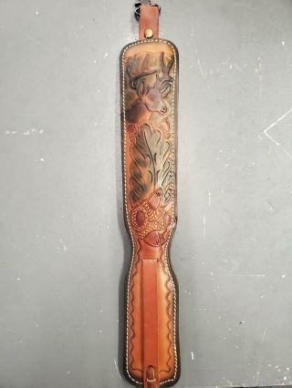 Vintage Hunter Padded Tooled Leather Rifle Sling W/swivels (vap005604)