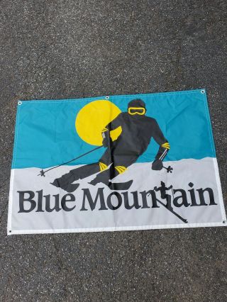 Vintage Blue Mountain Skiing Skier Ski Resort Banner - 36 X 25 "