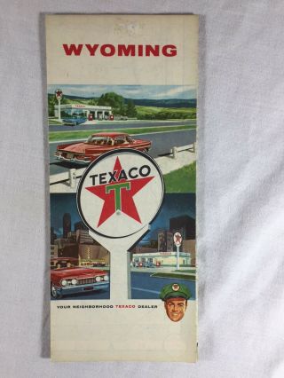 Vintage 1962 Texaco Touring Road Map Wyoming Gas Oil Service Station Wy