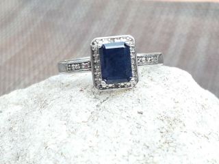 Sterling Silver Dark Blue Saphire? Vtg Estate Find Ladies Ring Sz11.  25
