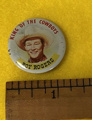 Rare Vintage Roy Rogers King Of The Cowboys 1.  25” Button Pin Badge Pinback
