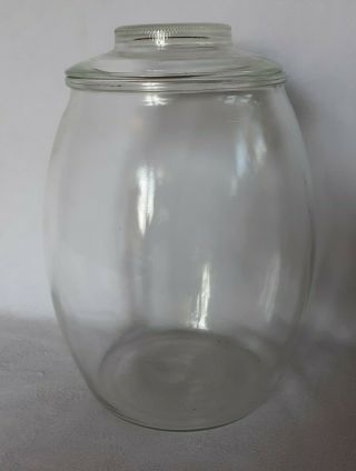Vintage Bartlett Collins Clear Glass Cookie Jar 9 3/8 Inch Tall Euc