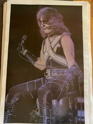 Kiss Vintage 1977 77 Alive Ii Peter Criss Nos Aucoin Mgt Live Poster -