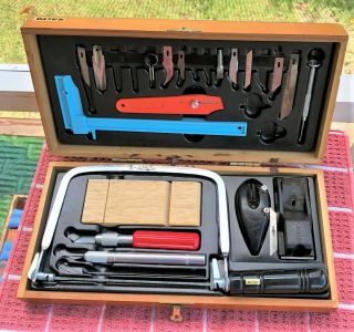 Vintage X - Acto Hobby Tool Craft Set/kit Wooden Box Case With Tray