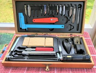 VINTAGE X - ACTO HOBBY TOOL CRAFT SET/KIT WOODEN BOX CASE WITH TRAY 2