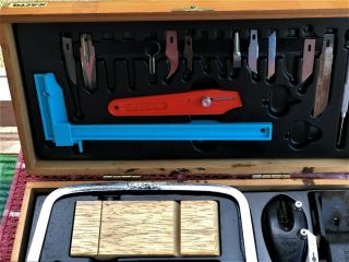 VINTAGE X - ACTO HOBBY TOOL CRAFT SET/KIT WOODEN BOX CASE WITH TRAY 3