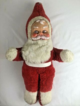 Vintage Santa Claus Rubber Face Plush Doll 20 " Christmas Unbranded Rushton?