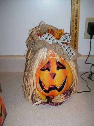 Vtg 2004 Gemmy Halloween Fiber Optic Pumpkin Scarecrow Jack - O - Lantern 2008