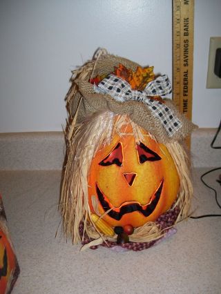 Vtg 2004 GEMMY Halloween Fiber Optic Pumpkin Scarecrow Jack - O - Lantern 2008 3