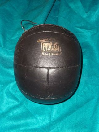 Vintage Everlast Black Leather 9 Lb.  Medicine Ball