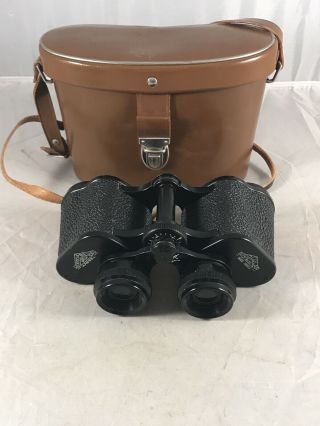 Vintage Hertel & Reuss Optik Kassel Binoculars 8x30 Wide Angle Germany W Case
