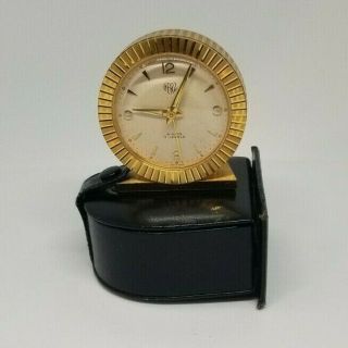 Vintage Travel Clock With Case Made By Herz Germany