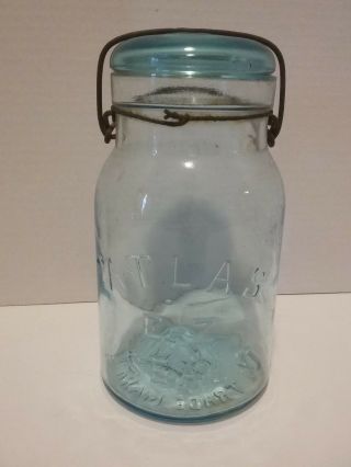 Vintage Atlas E - Z Seal Glass Jar Blue Tint