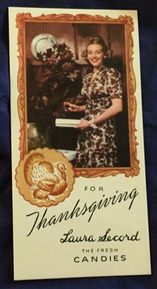 Br2161 Vtg Laura Secord Candies Thanksgiving Ink Blotter