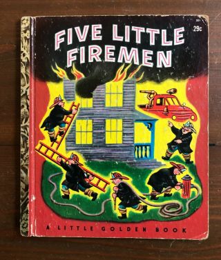 Vintage Little Golden Book Five Little Firemen Margaret Wise Brown Tibor Gergely