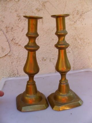 Vintage Antique Brass Push Up Candle Stick Holders 9 " High Tlc