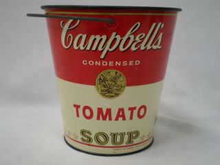 Vintage Cheinco Campbell ' s Tomato Soup Tin Bucket Pail with Handle Beach Sand 2