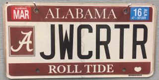 Alabama License Plate University Of Alabama Roll Tide Tag Rtr