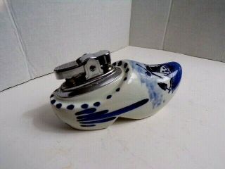 Vintage Shoe Clog Ligther,  Blue Delft Hand Painted in Holland (Windmill Scene) 2
