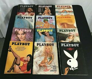 Vintage 1974 Playboy Magazines Complete Full Year 12 Issues With Centerfolds