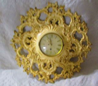 Vtg 1960s Mid Century Syroco 8 Day Jeweled German Wall Clock 19 " No Key