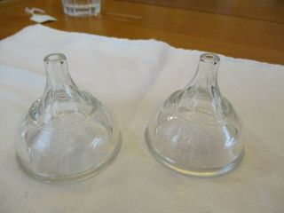 Two Vintage Ribbed Glass Laboratory Funnels Fluted 2 Oz.