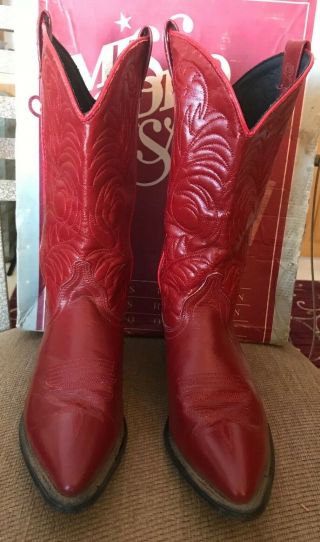 Vtg.  Acme Miss Rodeo Usa Women Size 7 Med Rodeo Boots Red Western.