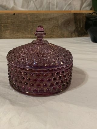 Vintage Purple Amethyst Glass Candy Dish W/ Lid
