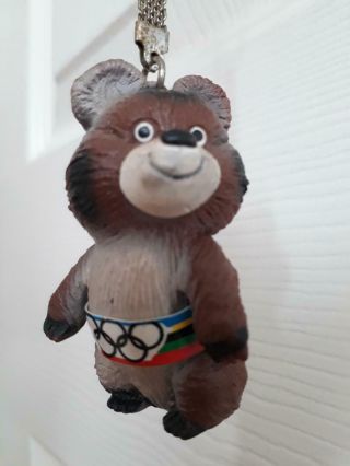 Vintage Moscow 1980 Olympics Games Mascot Misha Plastic Bear Ussr Key Ring.