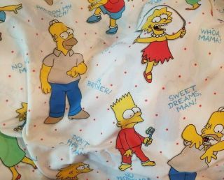 1990 The Simpsons Twin Bed Sheet Matt Groening Collectible Fabric Vintage