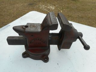 Heavy Duty Vintage Craftsman 3 - 1/2 " Swivel Bench Vise Anvil Usa 5215