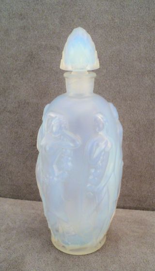 Vintage Sabino France Signed 6” Nude Nymphs Perfume Bottle Opalescent Art Glass