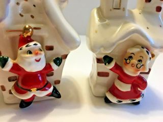 Vintage 1950s - Mr.  & Mrs.  Santa Salt and Pepper Shakers with House - Great 3