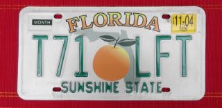 Vintage 2004 Florida Orange License Plate T71 • Lft Sunshine State