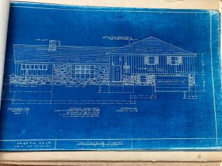 Vintage 1956 Herman H York Architechual Drawing Blueprint House Plans