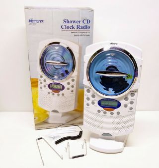 Vintage Memorex Mc1008 Shower Cd Clock Radio Digital Am Fm Water Resistant