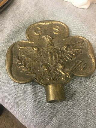 Heavy Vintage Brass Girl Scout Flag Pole Topper