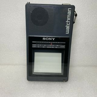 Vintage Sony Watchman FD - 42A B&W Portable White TV UHF/VHF G1/1 2