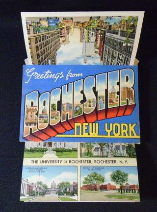 Vintage Fold Out Folio Souvenir Postcards Rochester Ny 1940s
