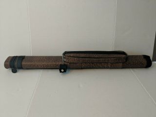 Vintage Pro Series Pool Cue Case W/strap And Felt Chalk Case Brown And Black Vg