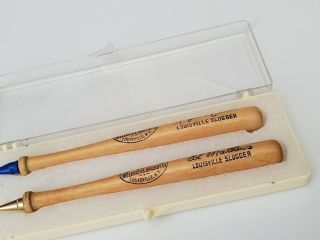 Vintage Louisville Slugger Maris / Mathews Wood Bat Pen & Pencil Yankees Braves