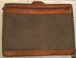 Vintage Hartmann Tweed Suitcase Luggage Leather Trim