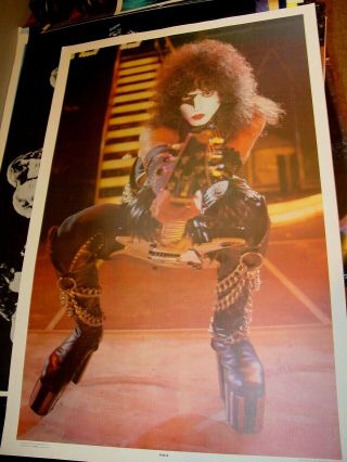Kiss Vintage 1977 77 Alive Ii Paul Stanley Nos Aucoin Mgt Live Poster -