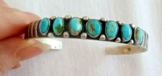 Vintage Harvey House Navajo Sterling Silver Cuff Bracelet Natural Turquoise