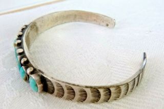 Vintage Harvey House Navajo Sterling Silver Cuff Bracelet Natural Turquoise 3